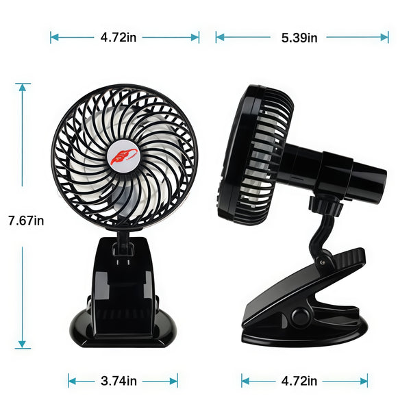 Rechargeable Mini Mute Clip Fan - 3 Speeds & Portable USB Cooling